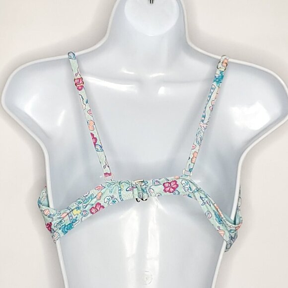 Vineyard Vines Bikini Top Sz M Aqua Pink Flamingo Palm Trees Hibiscus Tropical - Picture 3 of 3